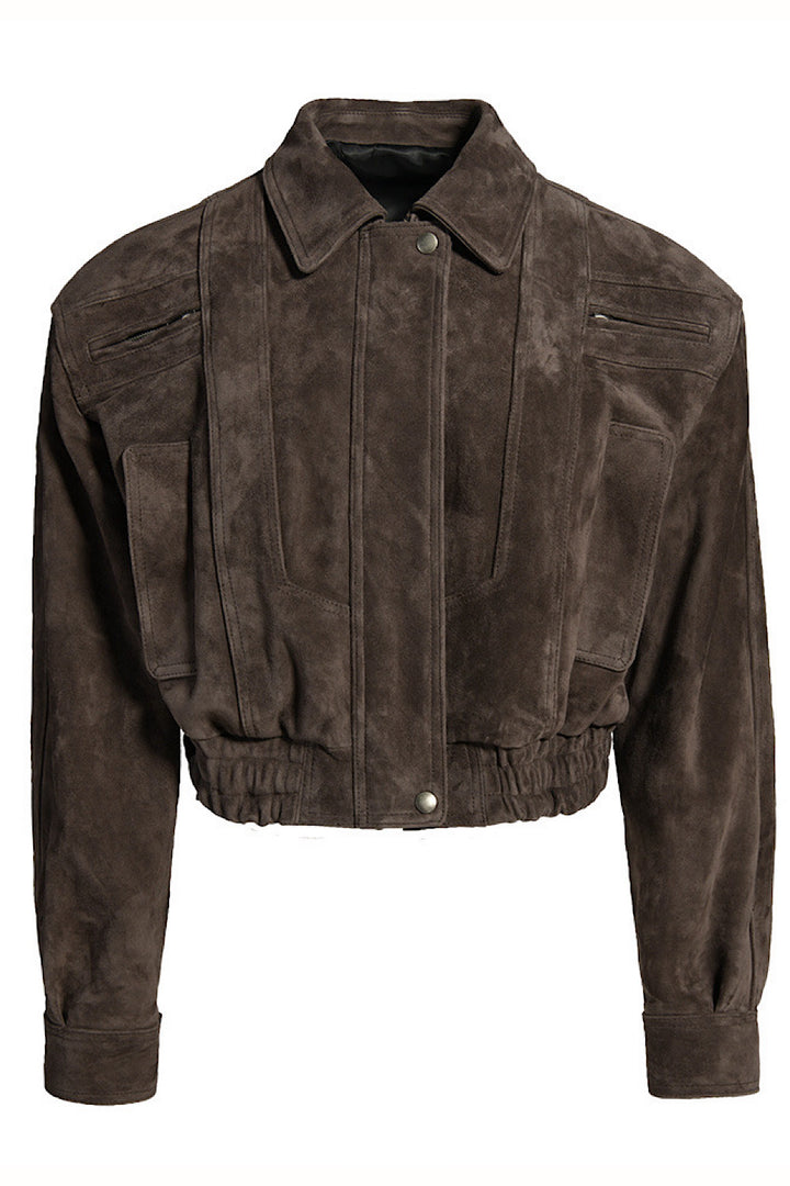 Sereline Wildlederjacke Trüffel