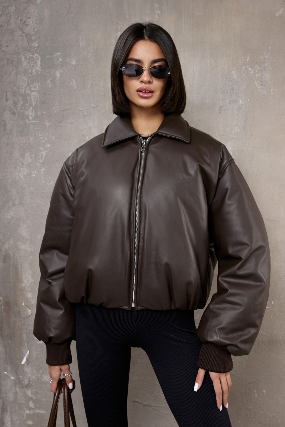 Maeve Leder-Bomberjacke