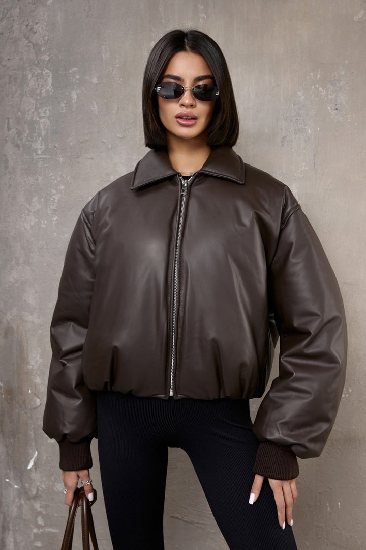 Maeve Leder-Bomberjacke