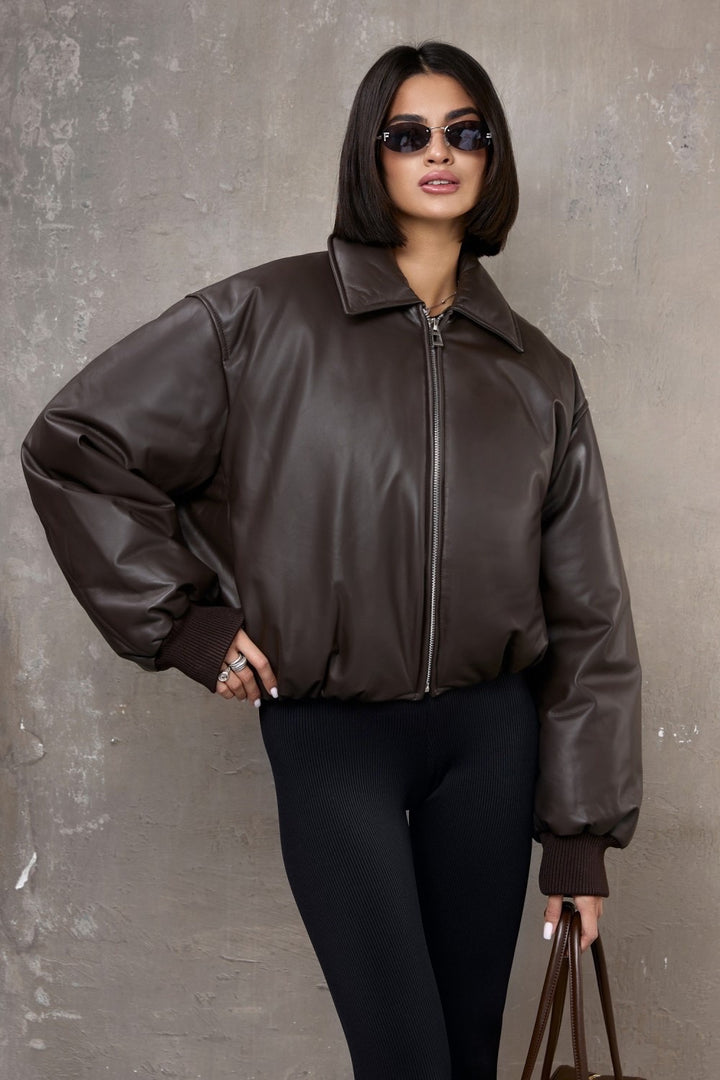 Maeve Leder-Bomberjacke