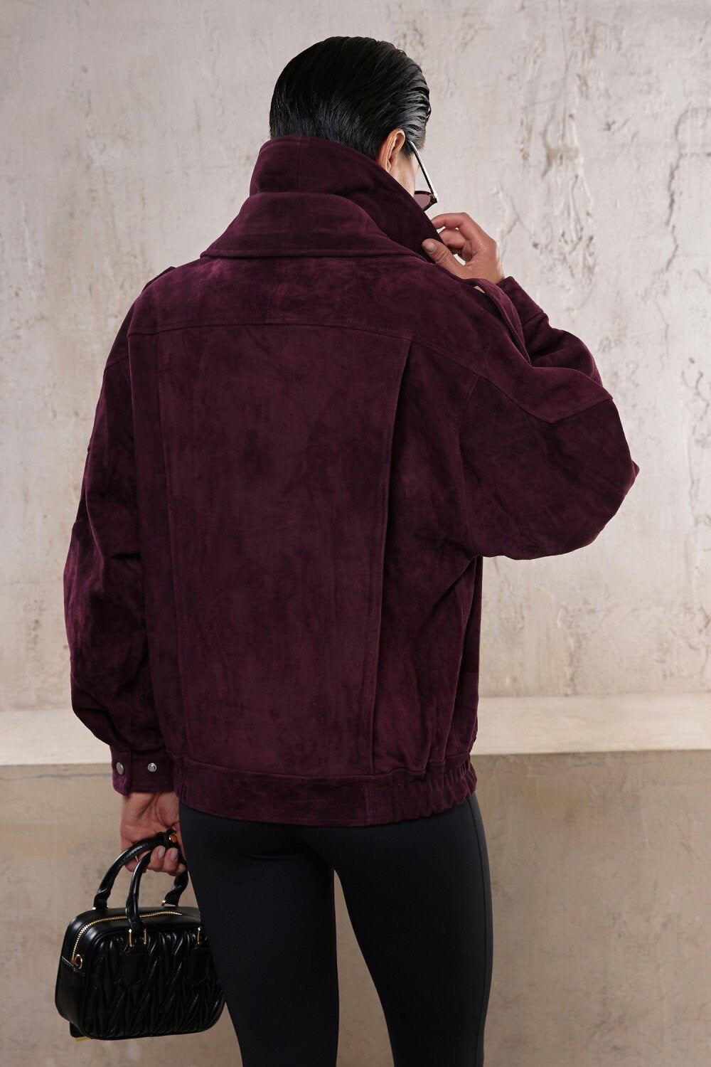 Valentina Wildlederjacke Burgunderrot