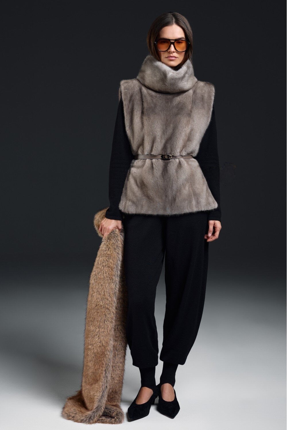 Charlotte Mink Weste Whiskey