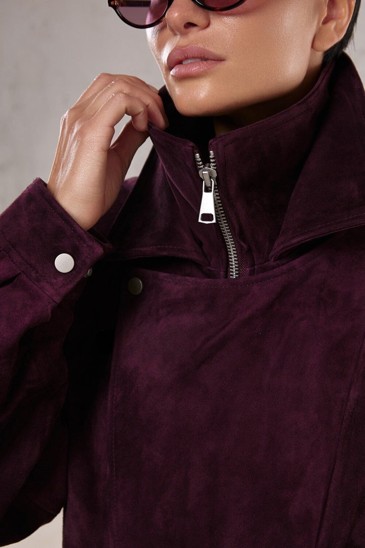 Valentina Wildlederjacke Burgunderrot