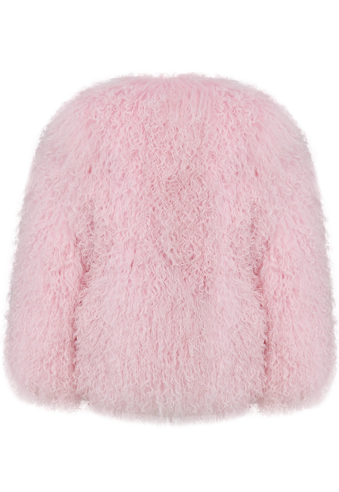 Pink Mongolian fur coat for women. 